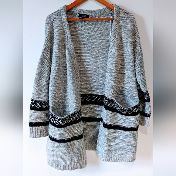 Urban Heritage Black & Grey Knit Open Cardigan - Picture 1 of 5